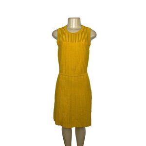 Anne Klein Yellow Sleeveless Textured Knit Dress Cotton Blend Size S